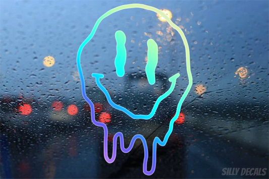 Drippy Smiley Face; Dope Vinyl Decals Suitable For Cars, Windows, Walls, and More!