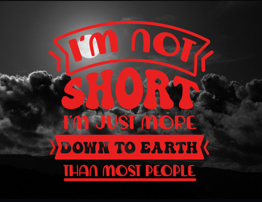 I'm Not Short, I'm Just More Down To Earth Than Most People; Funny Cute Vinyl Decals Suitable For Cars, Windows, Walls, and More!