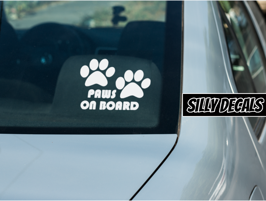 Paws On Board; Animal Paw Vinyl Decals Suitable For Cars, Windows, Walls, and More!