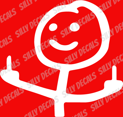 Stick Figure Double Middle Finger; Funny Vinyl Decals Suitable For Cars, Windows, Walls, and More!