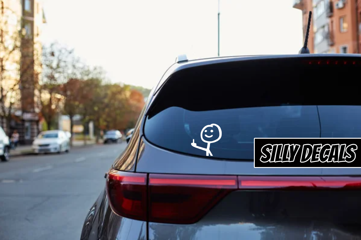 Stick Figure Middle Finger; Funny Vinyl Decals Suitable For Cars, Windows, Walls, and More!