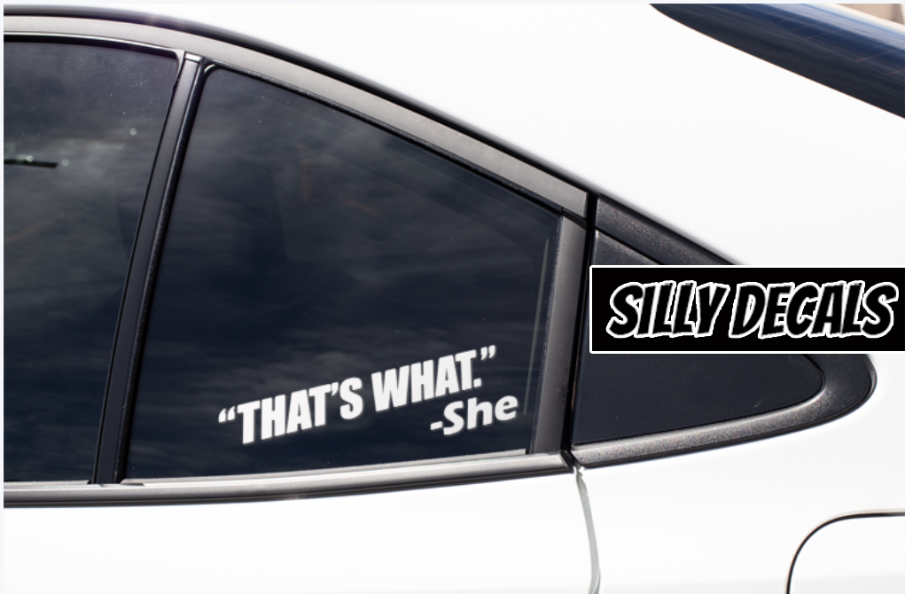 That's What She Said; Funny Adult Vinyl Decals Suitable For Cars, Windows, Walls, and More!