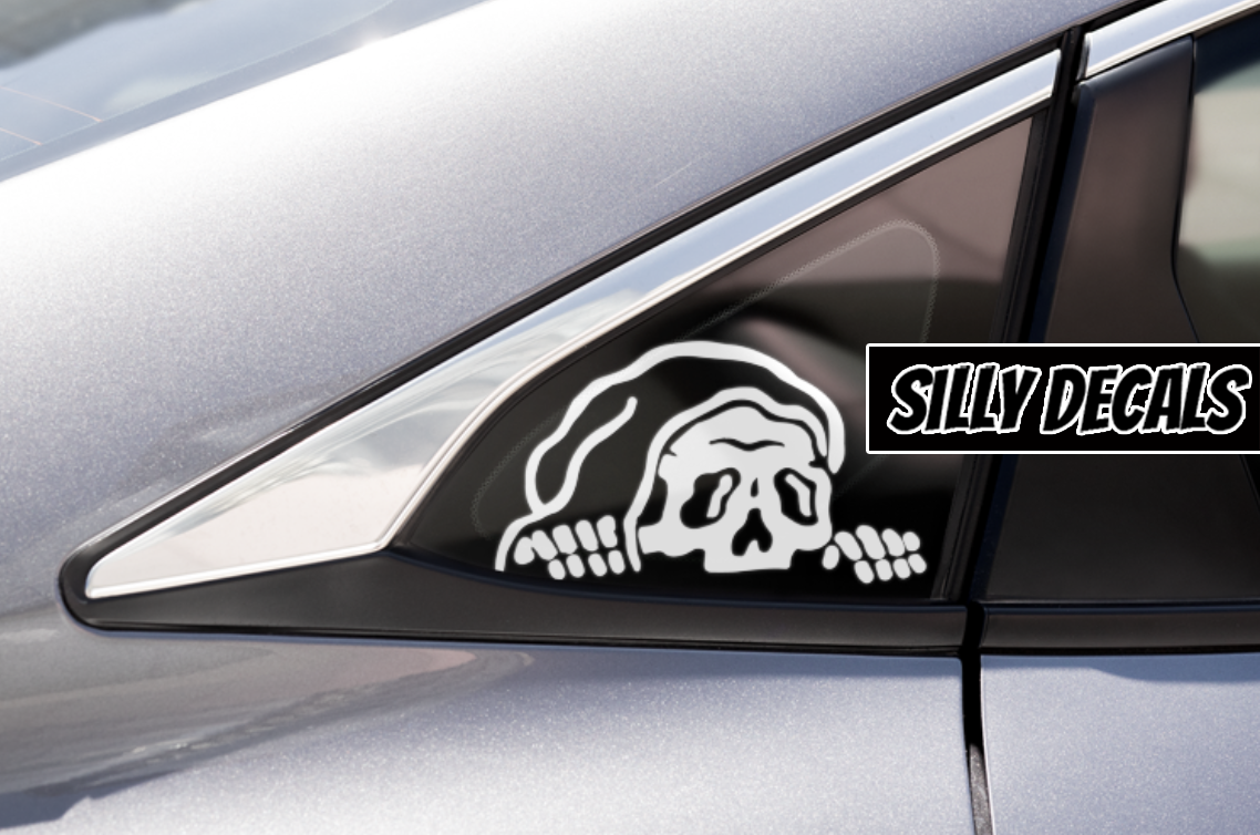 Peeking Grim Reaper; Spooky Cute Character Vinyl Decals Suitable For Cars, Windows, Walls, and More!