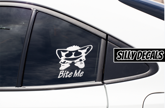 Bite Me; Funny Vinyl Decals Suitable For Cars, Windows, Walls, and More!