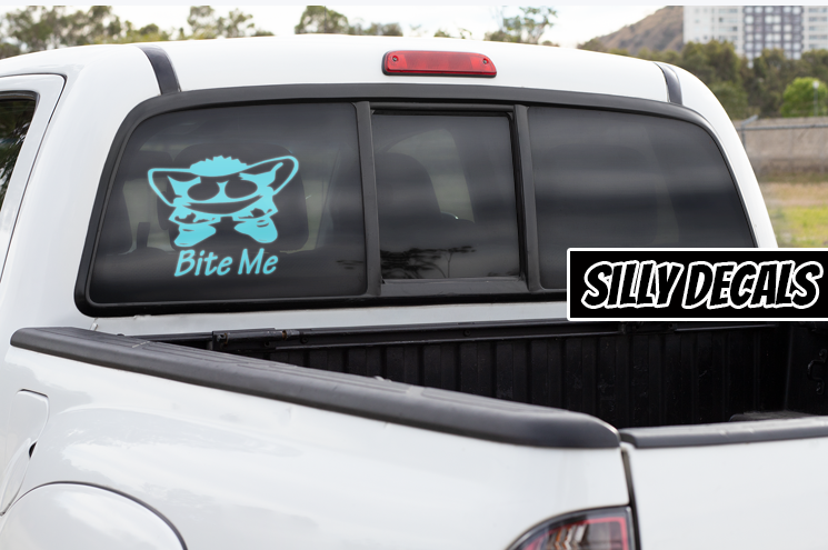 Bite Me; Funny Vinyl Decals Suitable For Cars, Windows, Walls, and More!