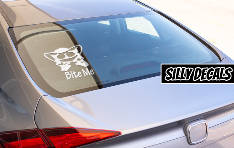 Bite Me; Funny Vinyl Decals Suitable For Cars, Windows, Walls, and More!