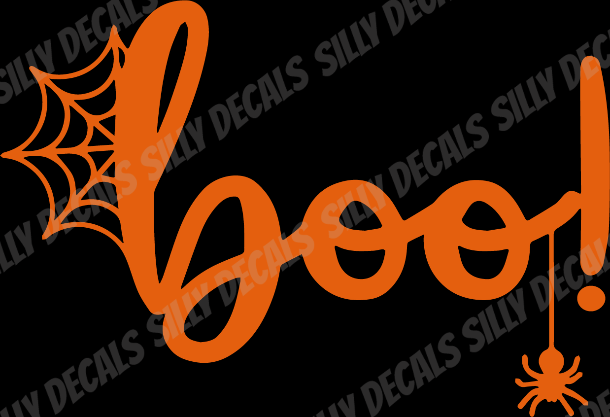 Boo Spider Web; Cute Spooky Halloween Vinyl Decals Suitable For Cars, Windows, Walls, and More!