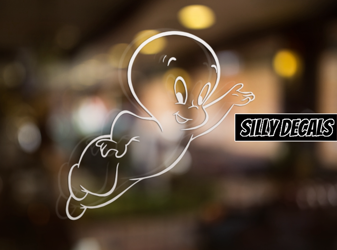 Happy Ghost; Spooky Halloween Vinyl Decals Suitable For Cars, Windows, Walls, and More!