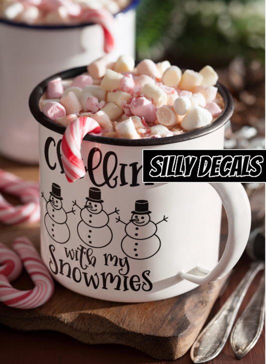 Chillin' Wit My Snowmies; Funny Christmas Holiday Vinyl Decals Suitable For Cars, Windows, Walls, and More!