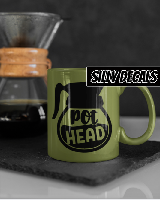 Pothead; Funny Pun Vinyl Decals Suitable For Cars, Windows, Walls, and More!