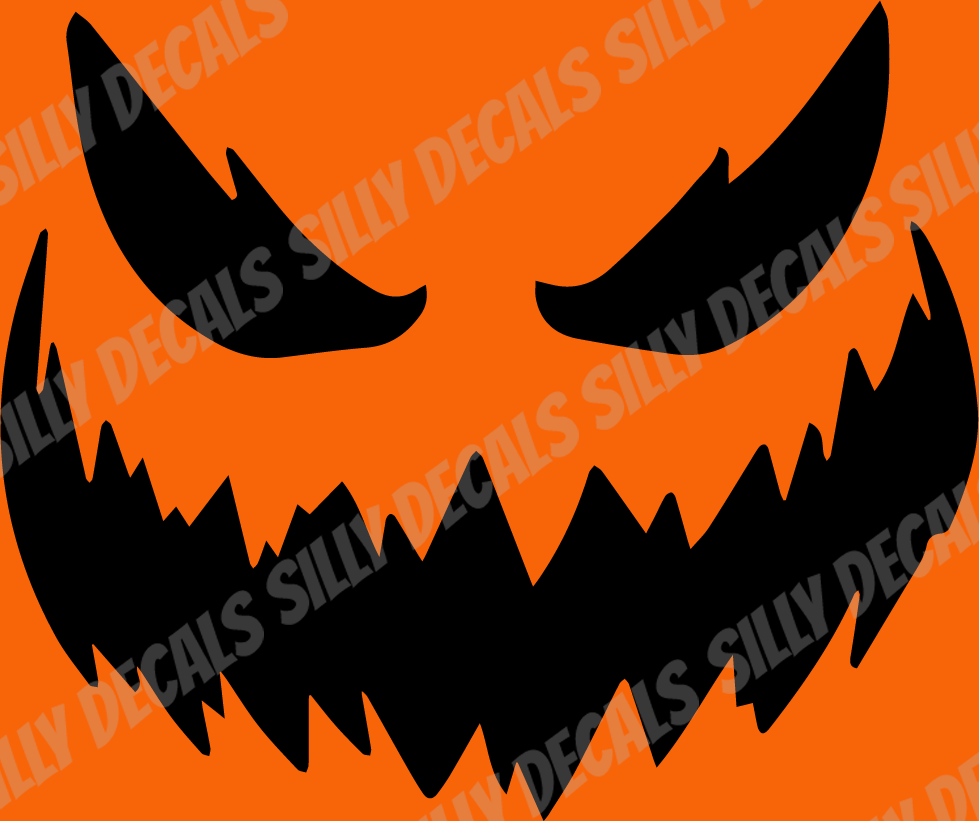 Scary Face Pumpkin; Spooky Halloween Vinyl Decals Suitable For Cars, Windows, Walls, and More!