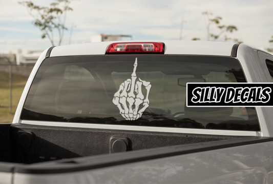 Skeleton Fuck You; Funny Vinyl Decals Suitable For Cars, Windows, Walls, and More!