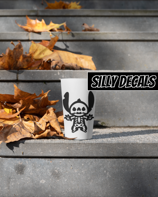 Skeleton Inspired Stitch; Cute Spooky Halloween Character Vinyl Decals Suitable For Cars, Windows, Walls, and More!