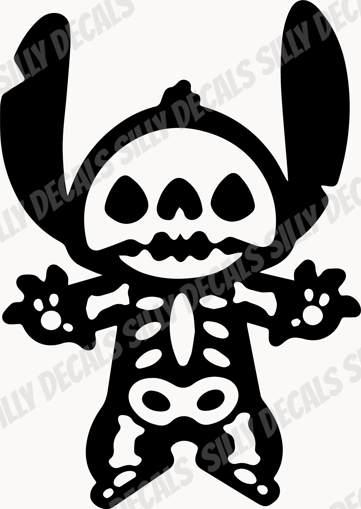 Skeleton Inspired Stitch; Cute Spooky Halloween Character Vinyl Decals Suitable For Cars, Windows, Walls, and More!