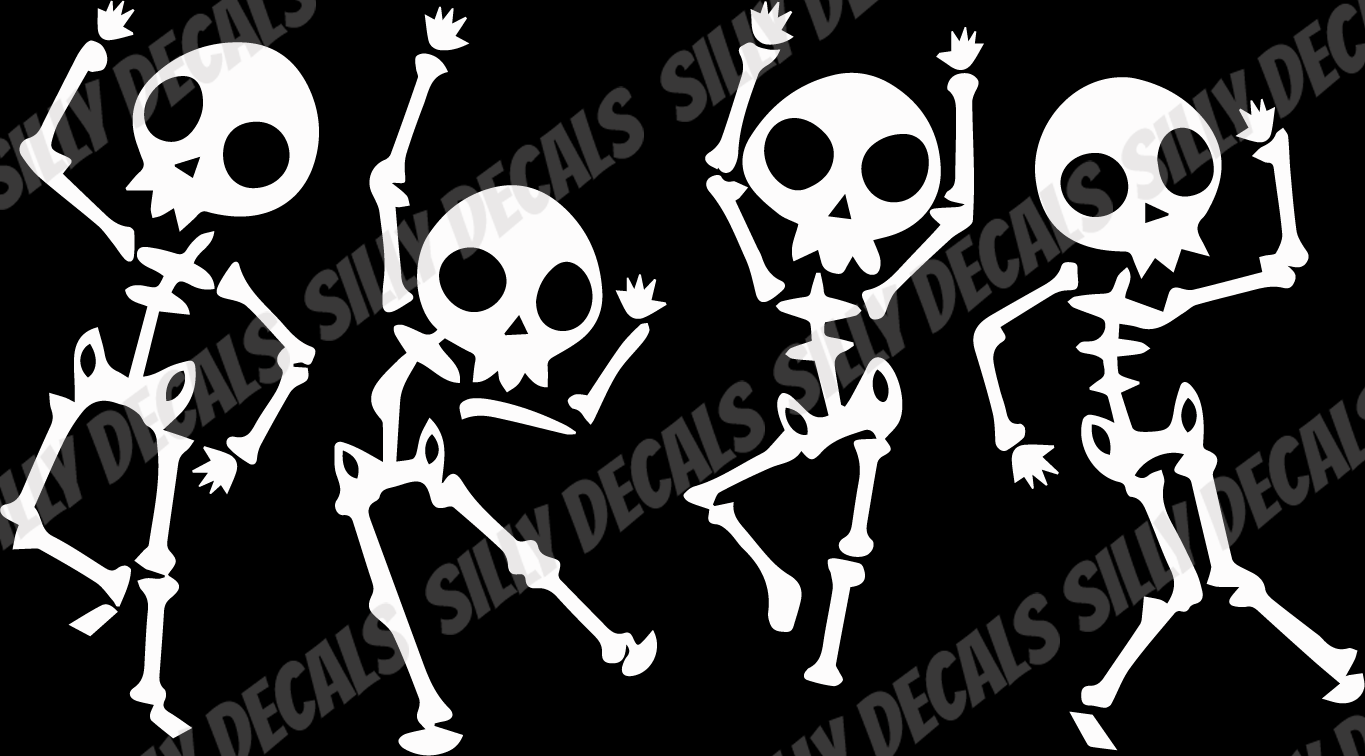 Skeletons Dancing; Cute Spooky Halloween Vinyl Decals Suitable For Cars, Windows, Walls, and More!