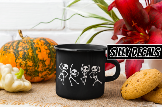 Skeletons Dancing; Cute Spooky Halloween Vinyl Decals Suitable For Cars, Windows, Walls, and More!
