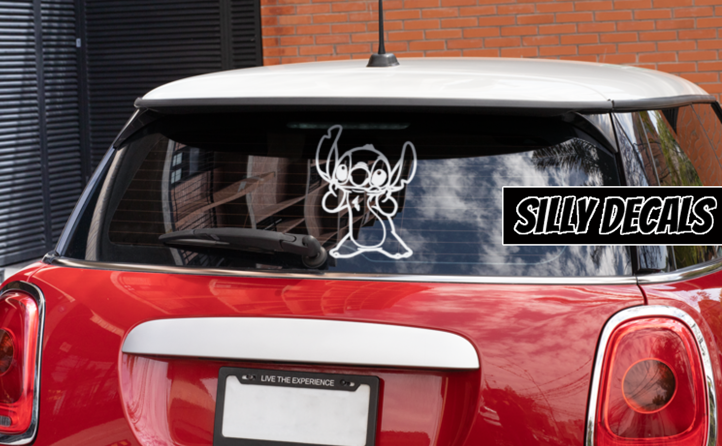 Stitch Tongue Out; Cartoon Character Inspired Vinyl Decals Suitable For Cars, Windows, Walls, and More!