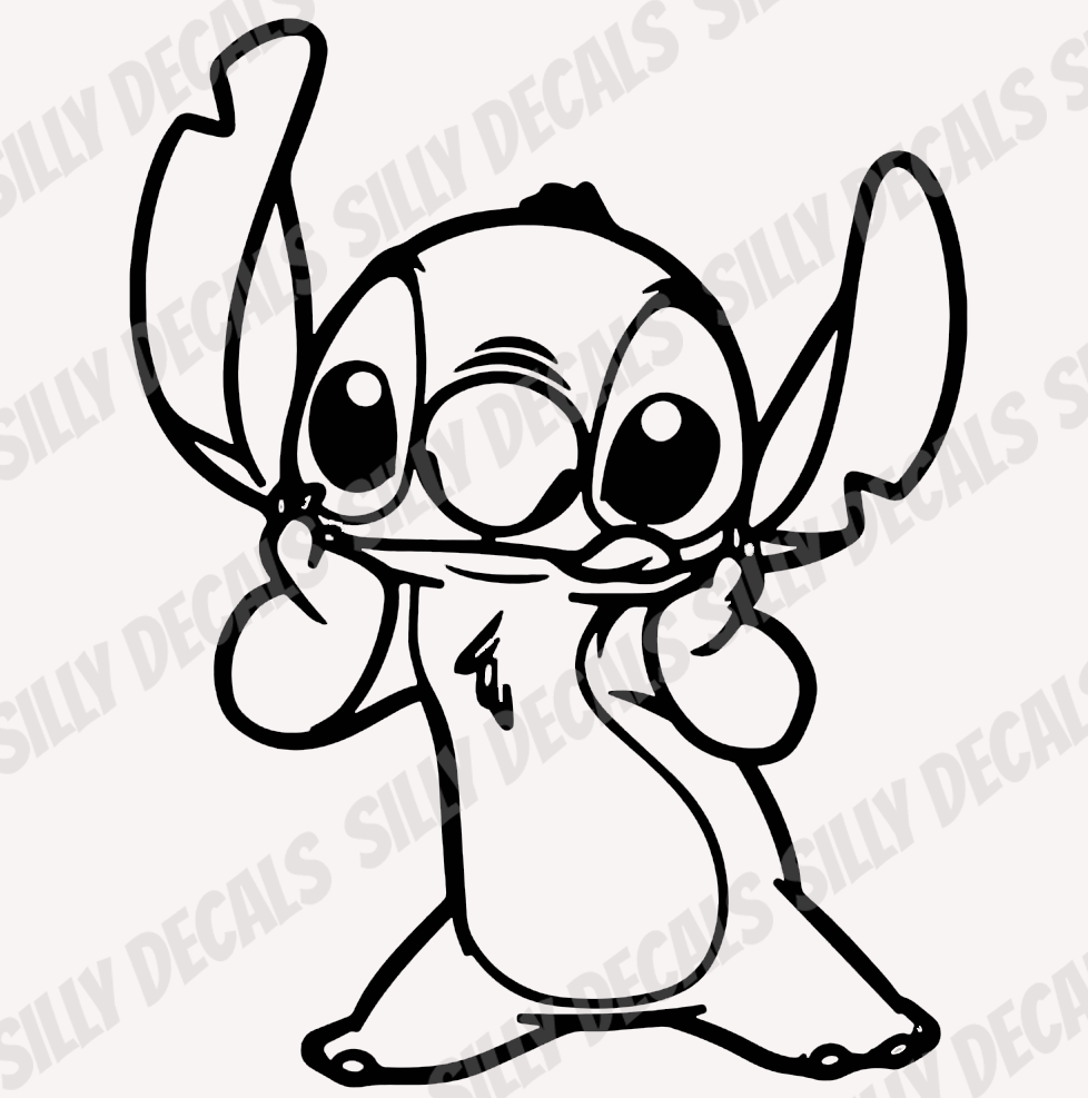 Stitch Tongue Out; Cartoon Character Inspired Vinyl Decals Suitable For Cars, Windows, Walls, and More!