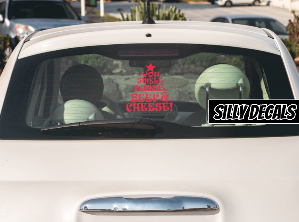 You Smell Like Beef & Cheese Elf Inspired; Funny Christmas Elf Inspired Vinyl Decals Suitable For Cars, Windows, Walls, and More!