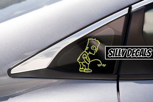 Bart Simpson Inspired Peeing; Funny Character Vinyl Decals Suitable For Cars, Windows, Walls, and More!