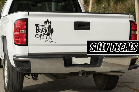 Back Off Duck Cartoon; Funny Cartoon Character Vinyl Decals Suitable For Cars, Windows, Walls, and More!