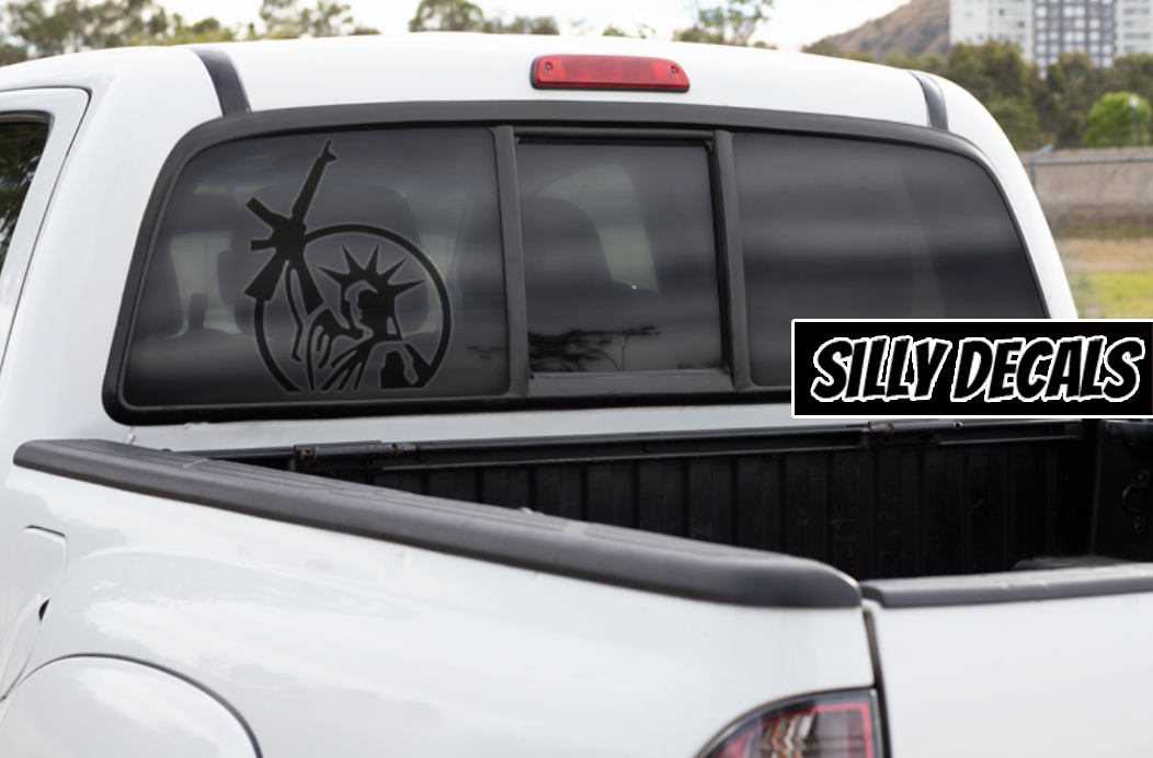 Lady Rifle; Funny Adult Vinyl Decals Suitable For Cars, Windows, Walls, and More!