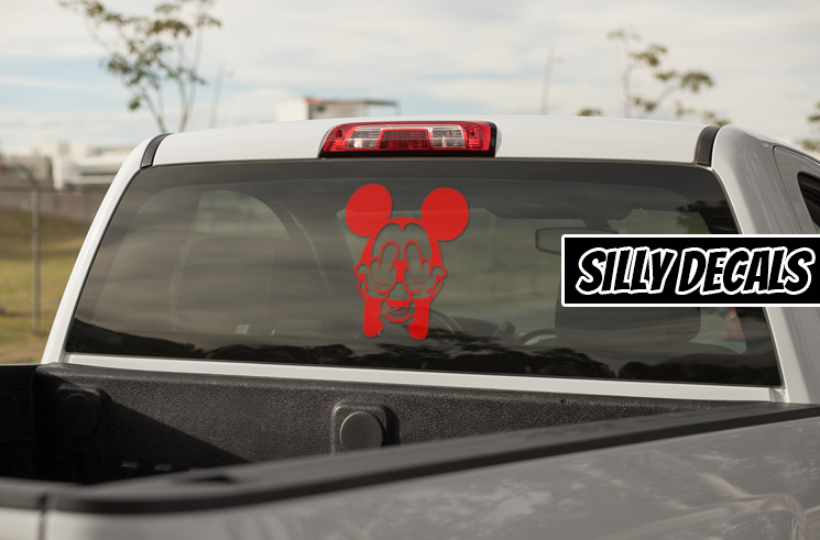 Middle Finger Mouse; Funny Character Vinyl Decals Suitable For Cars, Windows, Walls, and More!