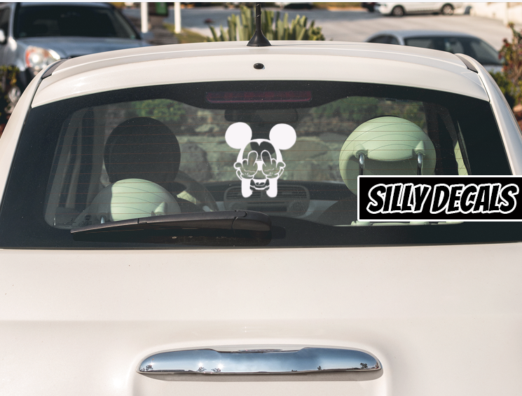 Middle Finger Mouse; Funny Character Vinyl Decals Suitable For Cars, Windows, Walls, and More!