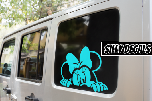 Peeking Minnie Mouse; Character Vinyl Decals Suitable For Cars, Windows, Walls, and More!