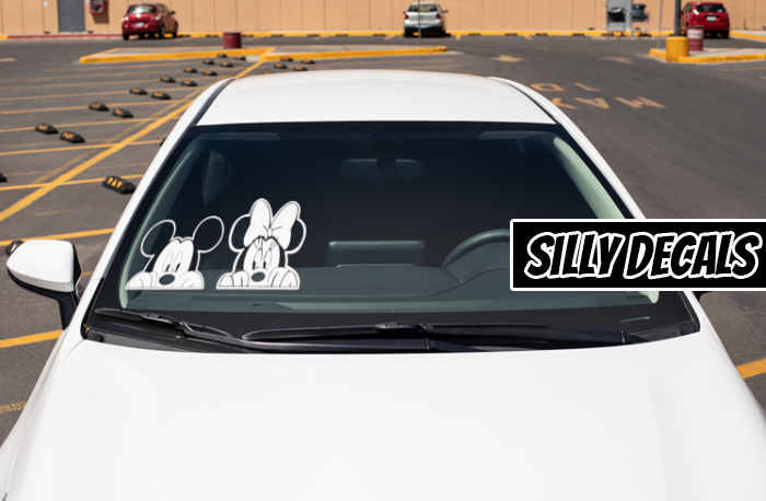 Peeking Mickey & Minnie Mouse; Character Vinyl Decals Suitable For Cars, Windows, Walls, and More!