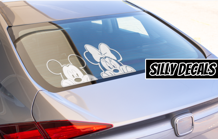 Peeking Mickey & Minnie Mouse; Character Vinyl Decals Suitable For Cars, Windows, Walls, and More!