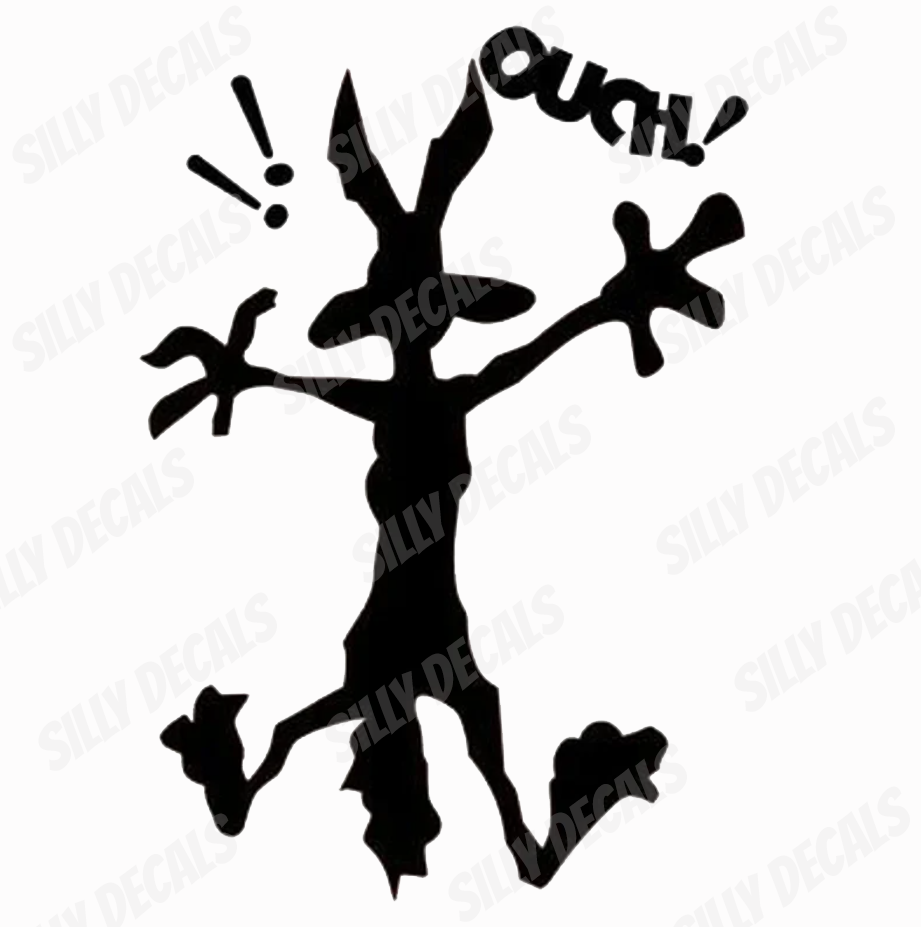 Road Runner Ouch; Funny Cartoon Vinyl Decals Suitable For Cars, Windows, Walls, and More!