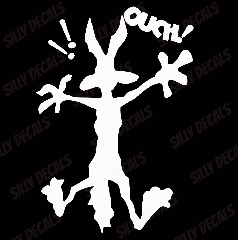 Road Runner Ouch; Funny Cartoon Vinyl Decals Suitable For Cars, Windows, Walls, and More!