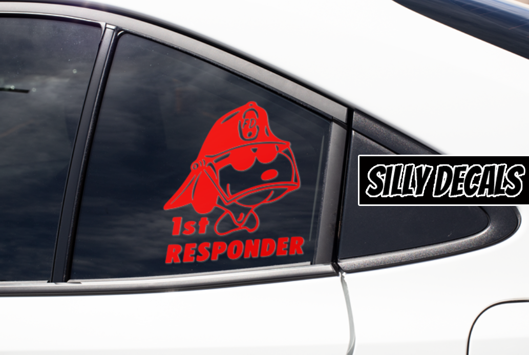 Snoopy Inspired First Responder; Funny Healthcare Character Vinyl Decals Suitable For Cars, Windows, Walls, and More!